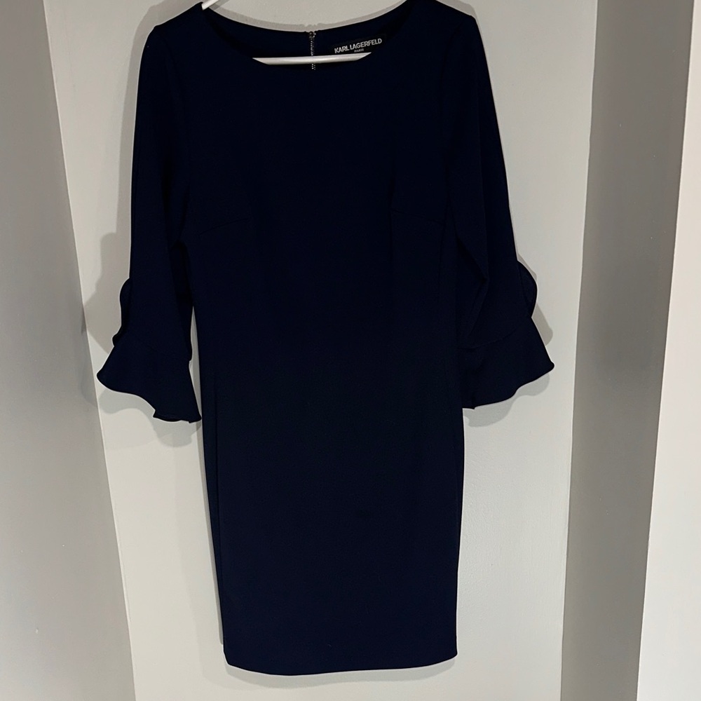 Karl Lagerfeld Midnight Blue 3/4 Sleeve Dress. Size 6.
